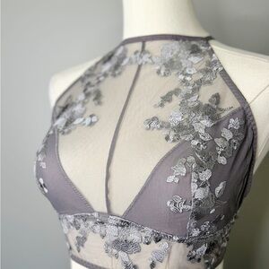 Chic Sheer Lace Bralette in Gray